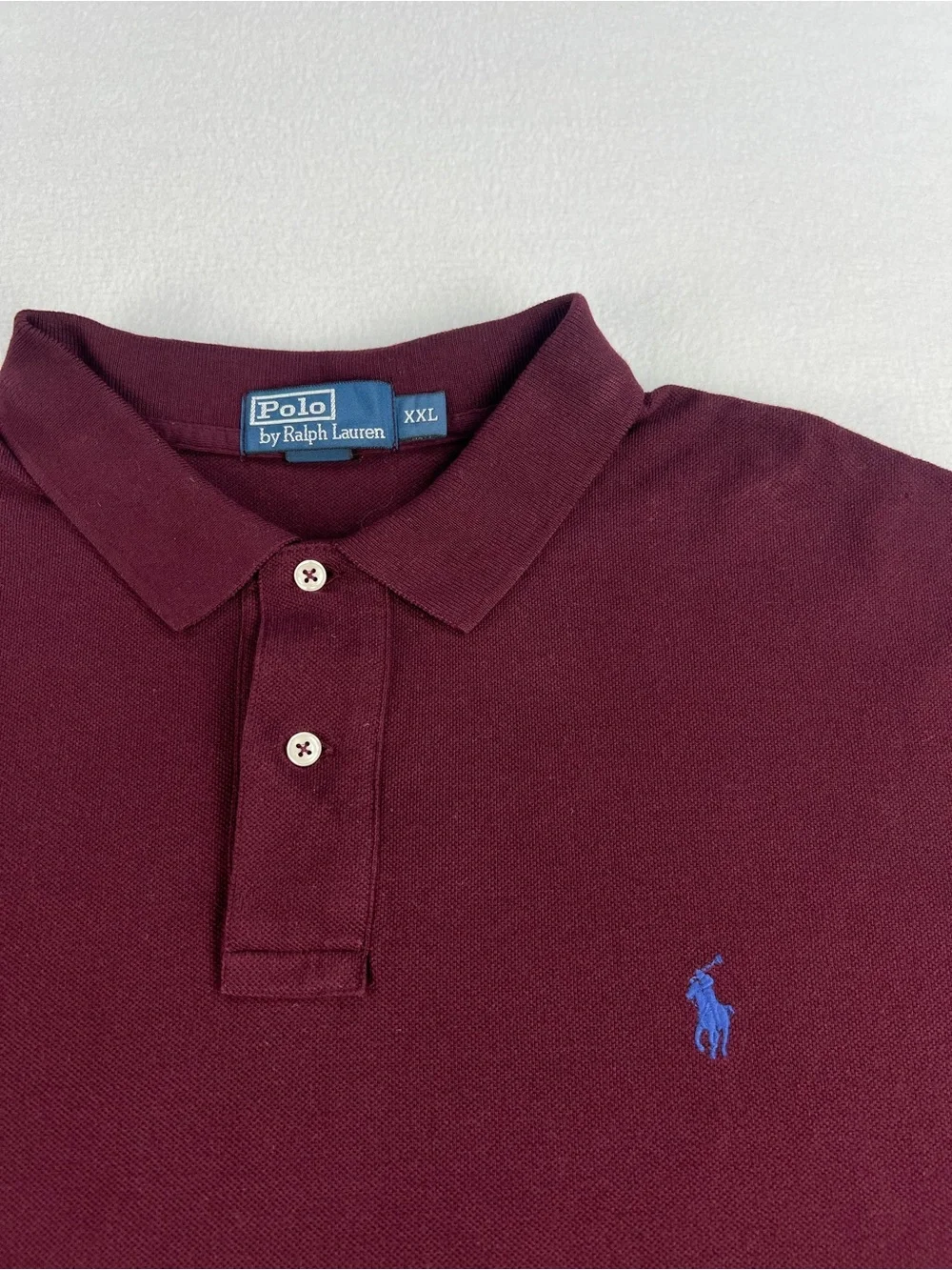 Polo Ralph Lauren Mens Long Sleeve Deep Maroon Polo Shirt Blue Pony Size XXL